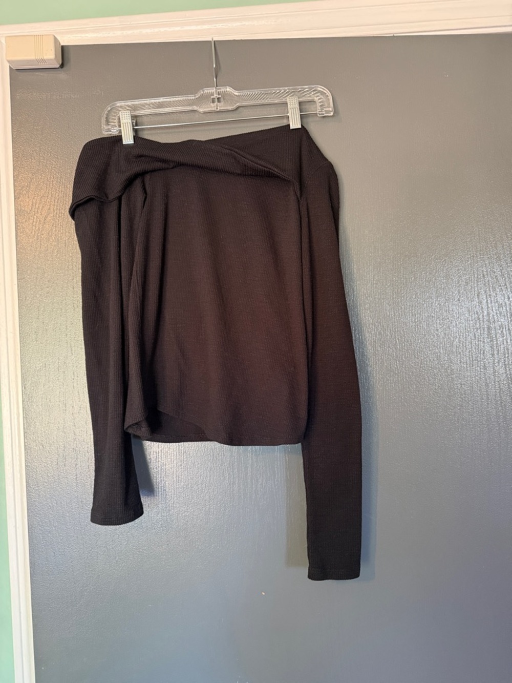 We The Free Off-Shoulder Ribbed Long Sleeve Top - Black